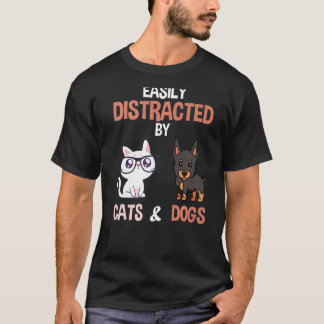Camiseta Distraído Facilmente Por Gatos E Cães