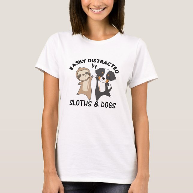 Camiseta Distraído Facilmente Por Laminhas E Cães Cachorro  (Frente)