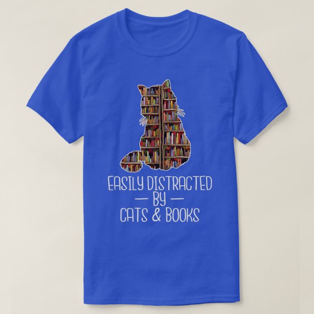 Camiseta Distraído facilmente por livros de Gats Nerd L (Frente do Design)