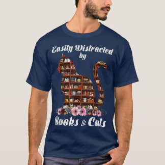 Camiseta Distraído Facilmente Por Livros E Gatos, Cat Lover