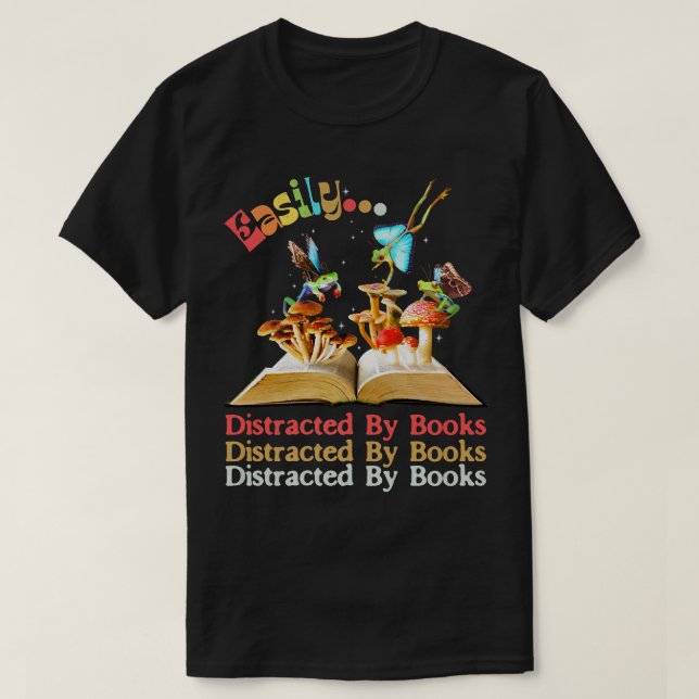 Camiseta Distraído facilmente por Livros Sapo de Mushroom F (Frente do Design)