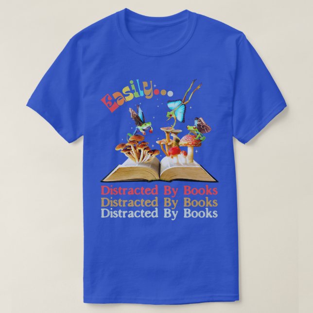 Camiseta Distraído facilmente por Livros Sapo de Mushroom F (Frente do Design)