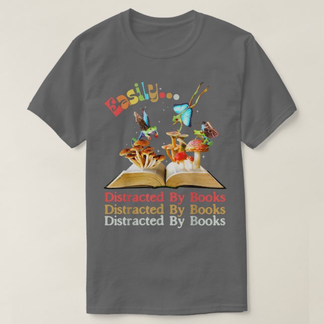 Camiseta Distraído facilmente por Livros Sapo de Mushroom F (Frente do Design)