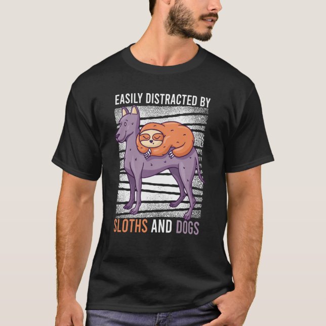 Camiseta Distraído Facilmente Por Lúteros E Cães Lama Cão 5 (Frente)