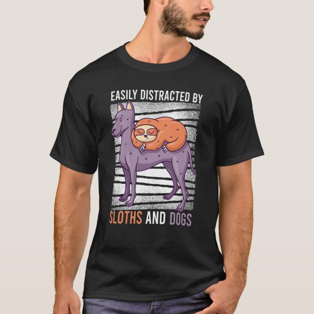 Camiseta Distraído Facilmente Por Lúteros E Cães Lama Cão 5 (Frente)