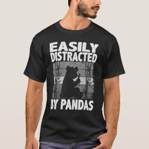 Camiseta Distraído Facilmente Por Pandas Cute Animal Retro