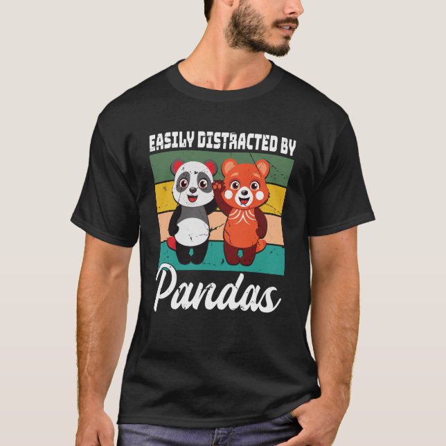 Camiseta Distraído facilmente por Pandas Cute Red Panda e P (Frente)