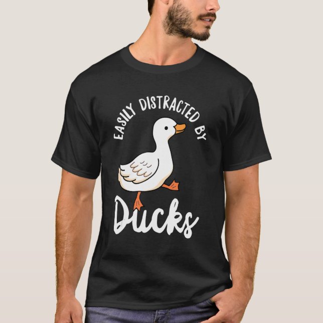 Camiseta Distraído Facilmente Por Patos Cute Walking Duck P (Frente)