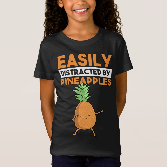 Camiseta Distraído Facilmente Por Pineapple Funny Dabbing F (Frente)