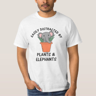 Camiseta Distraído Facilmente Por Plantas E Vintage Elefant