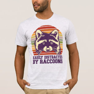 Camiseta Distraído Facilmente Por Raccoons Retro Vintage Su
