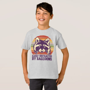 Camiseta Distraído Facilmente Por Raccoons Retro Vintage Su