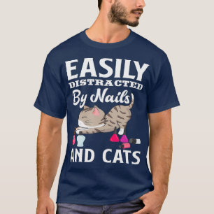 Camiseta Distraído Facilmente Por Unhas Gatos Gato Lover N