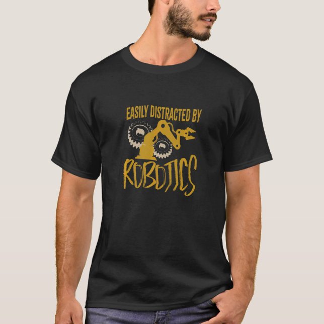 Camiseta Distraído por Robôs Engenheiro Mecânico (Frente)