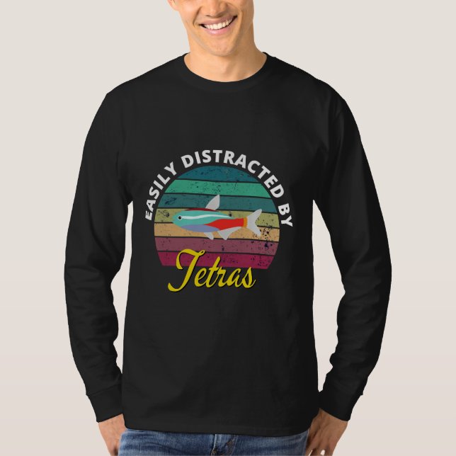 Camiseta Distraído Por Tetras Tropicais Aquarium Tetra Fish (Frente)