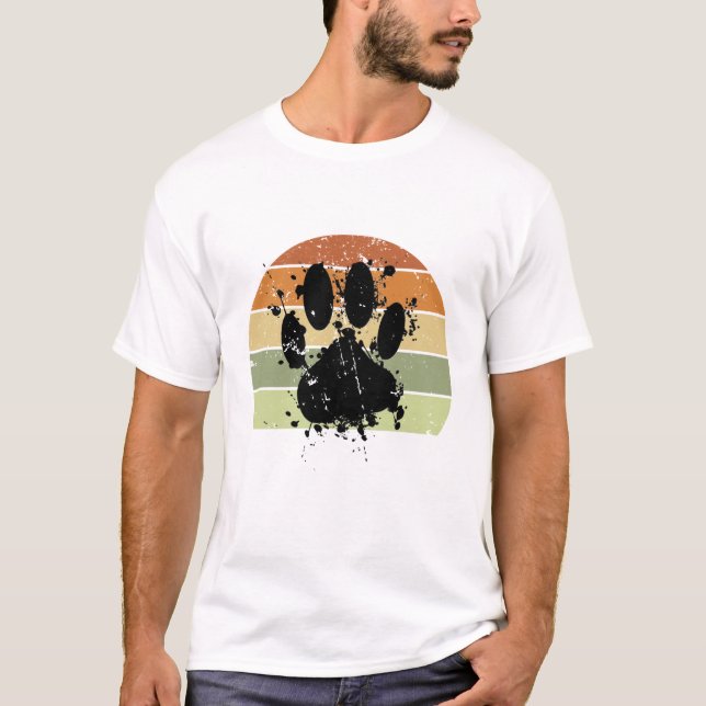 Camiseta Distressão de Pintura com Pilha de Cachorro Imprim (Frente)