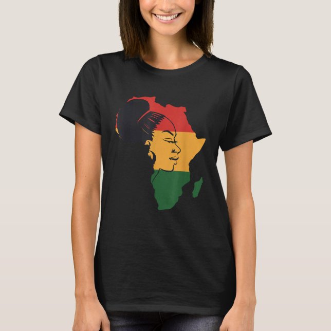 Camiseta Distressed African Map With Afro Queen In Africa F (Frente)