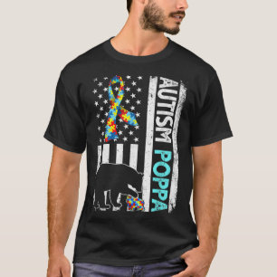 Camiseta Distressed American Flag Autism Poppa Bear Autisti