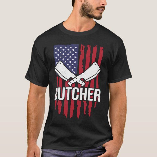 Camiseta Distressed American Flag Butcher Cleaver (Frente)