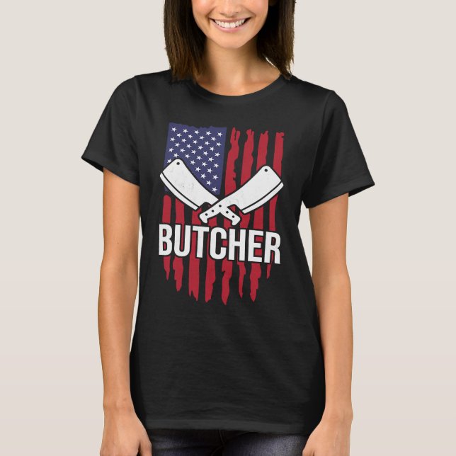 Camiseta Distressed American Flag Butcher Cleaver (Frente)
