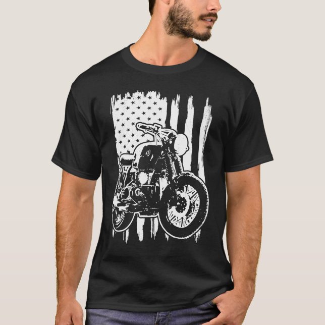 Camiseta Distressed American Flag Motorcycle Rider (Frente)