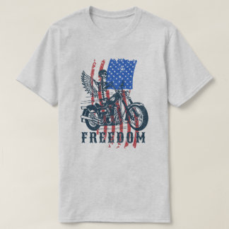 Camiseta Distressed American Flag Motorcycle Rider Freedom