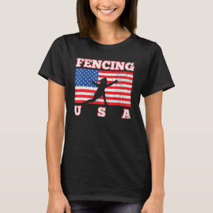 Camiseta Distressed American Flag Swordsman Fencing