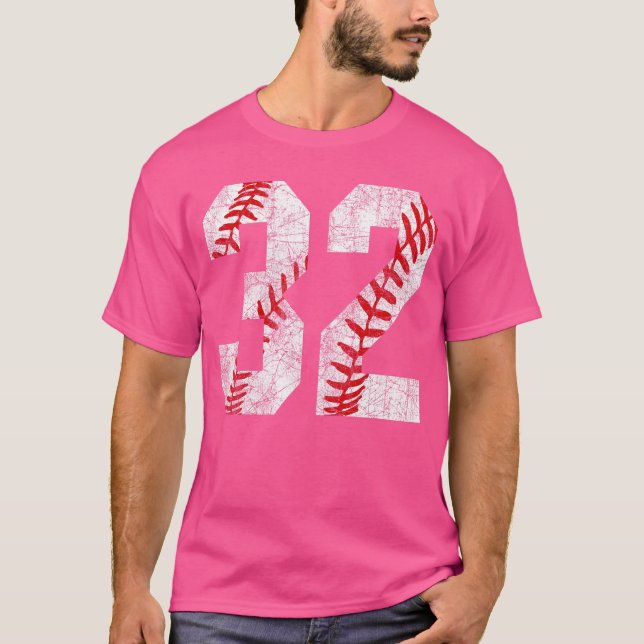 Camiseta Distressed Baseball Number 32 Jersey Uniform Playe (Frente)