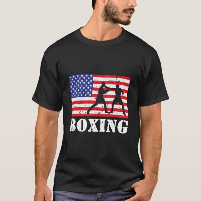 Camiseta Distressed Boxing Usa American Flag Boxer Fighter (Frente)