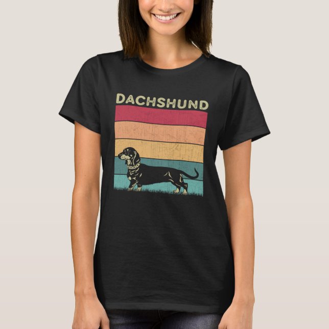 Camiseta Distressed Dachshund Dog  Boys Girls Retro Style D (Frente)