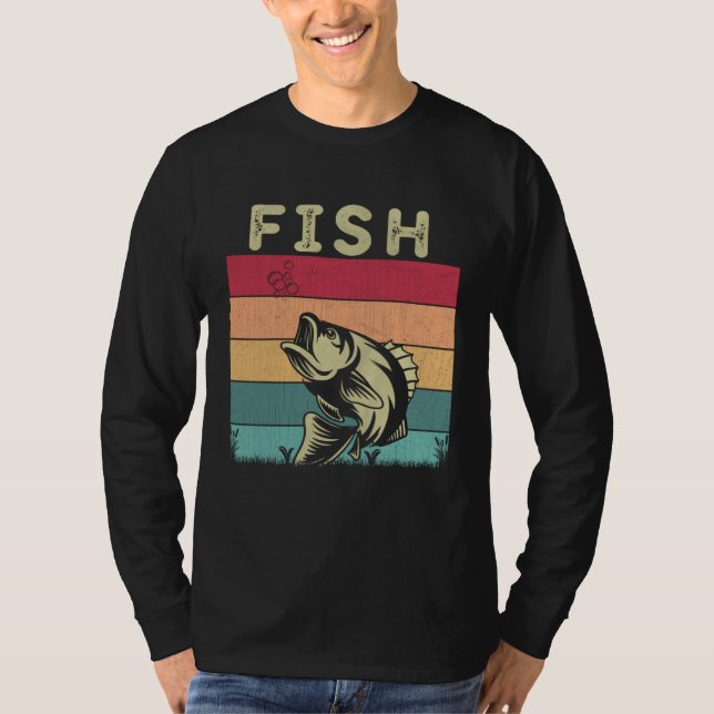 Camiseta Distressed Fish  Boys Girls Retro Style Fish (Frente)