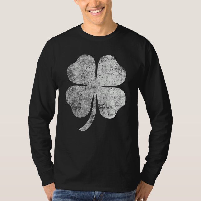 Camiseta Distressed Four Leaf Clover St Patrick's Day (Frente)