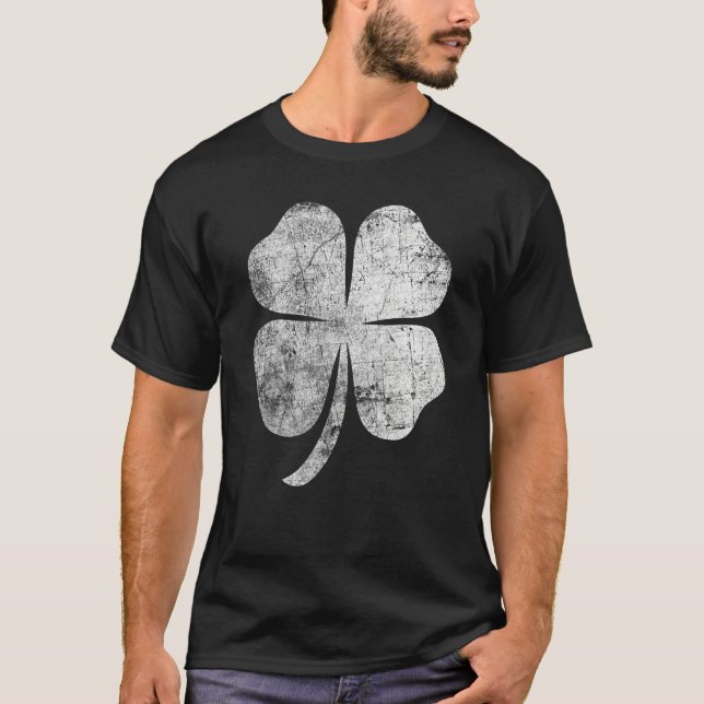 Camiseta Distressed Four Leaf Clover St Patrick's Day (Frente)