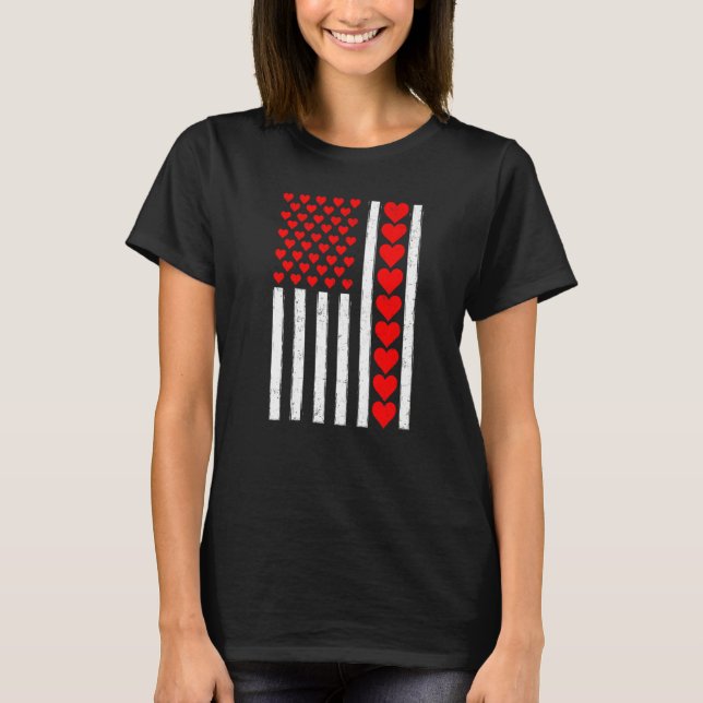 Camiseta Distressed Funny American Flag Heart Valentine's D (Frente)