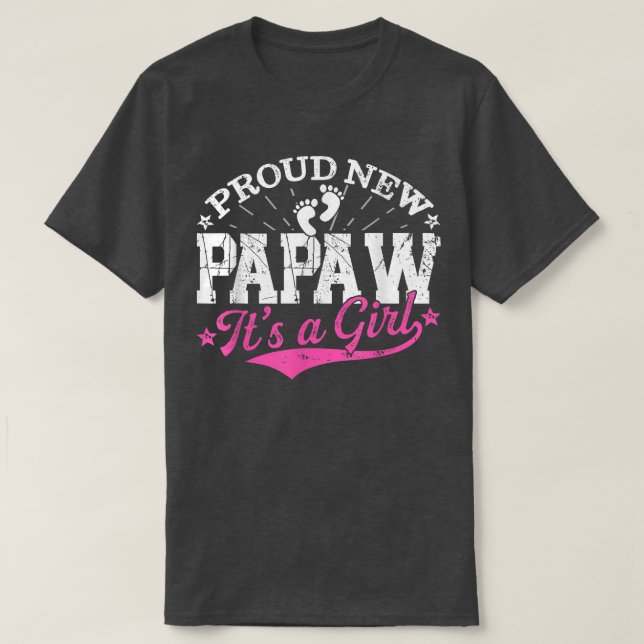 Camiseta Distressed Gender Reveal Proud New Papaw It's A Gi (Frente do Design)