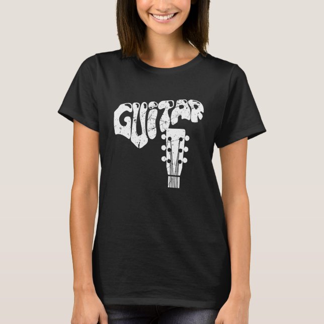 Camiseta Distressed Guitar Guitarist Musicians Music (Frente)