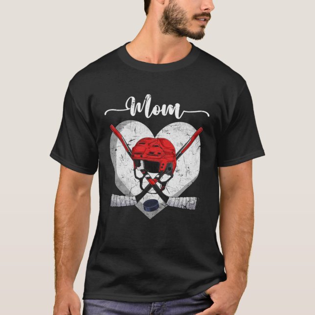 Camiseta Distressed Heart Hockey Mom Heart Cute Mother s Da (Frente)