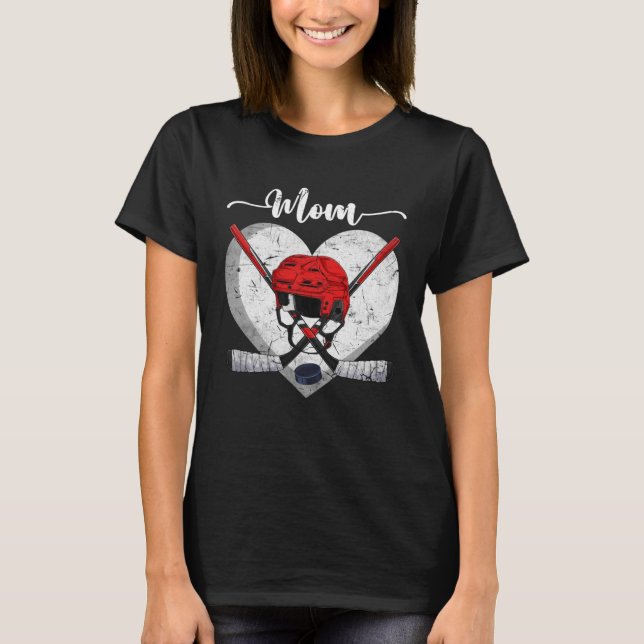 Camiseta Distressed Heart Hockey Mom Heart Cute Mother s Da (Frente)