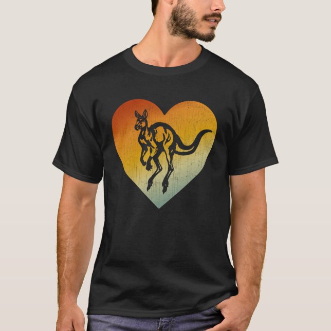 Camiseta Distressed Heart Retro Style Men Women Kangaroo (Frente)