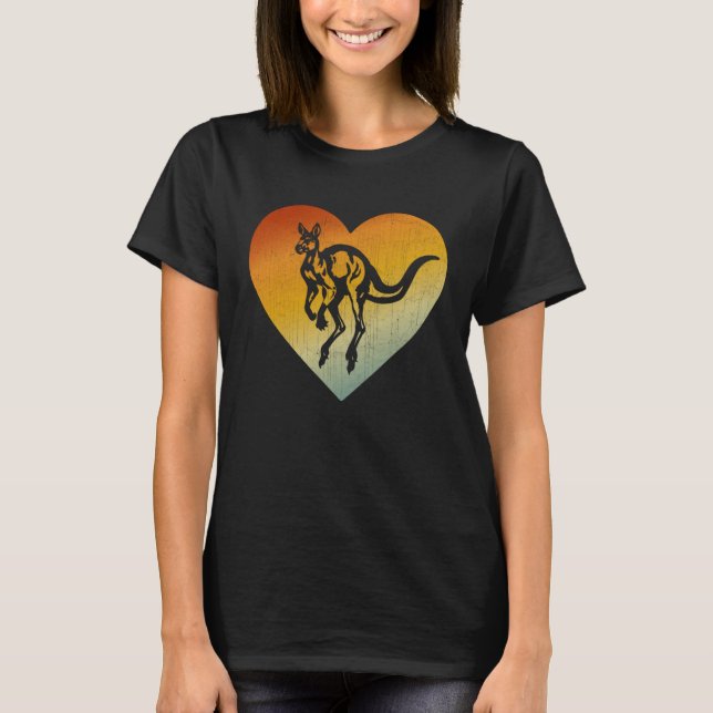Camiseta Distressed Heart Retro Style Men Women Kangaroo (Frente)