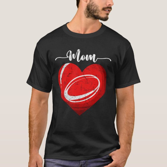 Camiseta Distressed Heart Rugby Mom Heart Cute Mother s Day (Frente)