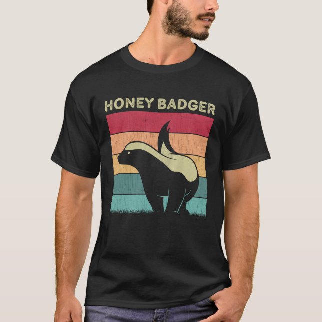 Camiseta Distressed Honey Badger Lover Boys Girls Retro Hon (Frente)