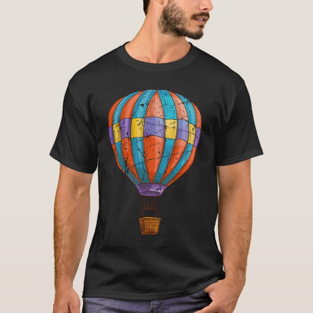 Camiseta Distressed Hot Air Balloon Balloonist Balloons Fes (Frente)