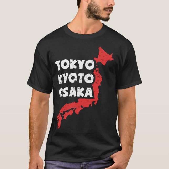 Camiseta Distressed Japanese City of Osaka (Frente)