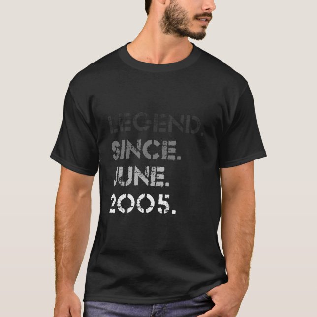 Camiseta Distressed Legend Since June 2005 18Th Bday 18 (Frente)