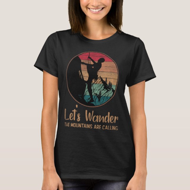 Camiseta Distressed Let s Wander Mountains Are Calling (Frente)