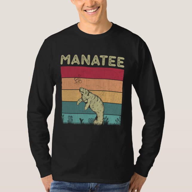 Camiseta Distressed Manatee Lover Boys Girls Retro Style Ma (Frente)