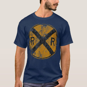 Camiseta Distressed Railroad Crossing Sign Very Cool Gift