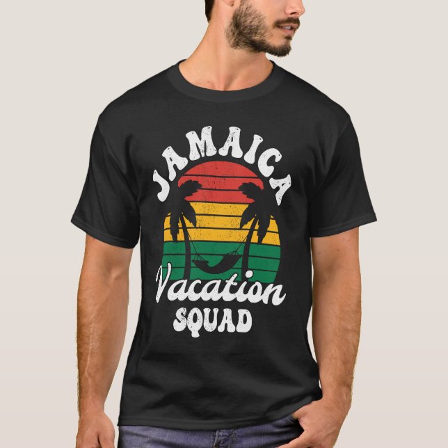 Camiseta Distressed Retro Jamaica Vacation Squad Caribbean  (Frente)
