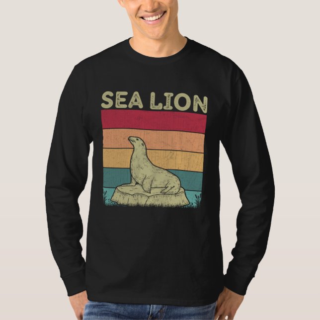 Camiseta Distressed Sea Lion Lover Boys Girls Retro Style S (Frente)